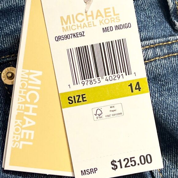 Michael Kors Women's Selma Stretch Flare Slim Blue Denim Jeans Size 14 NWT - Picture 6 of 14